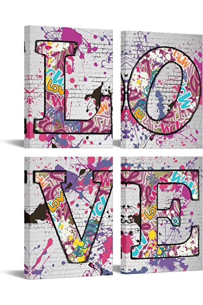 ALAYRA International مجموعة ألايرا المكونة من 4 لوحات فنية مطبوعة على قماش، م...