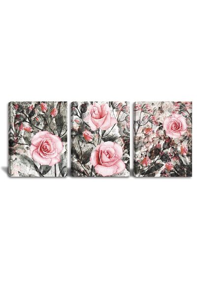 ALAYRA International ALAYRA Bathroom Wall Art Red Rose Canvas Prints Art Flor...