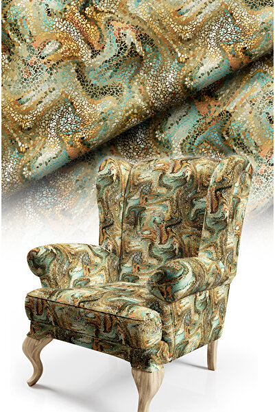 CANİLA Mosaic Patterned Digital Printed Upholstery Fabric. Soft Keyed Cotton ...
