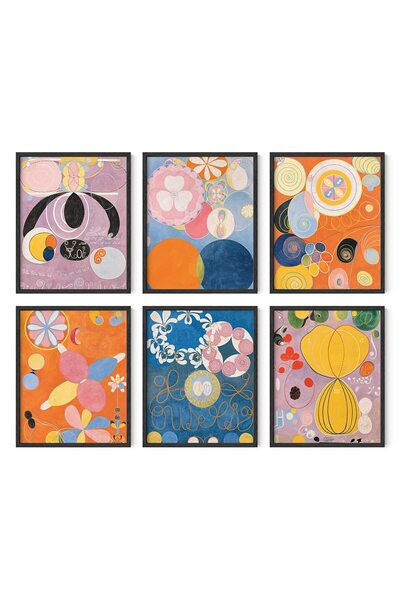 ALAYRA International ديكور حائط ألايرا هيلما أف كلينت - مجموعة من 6 مطبوعات فنية شهيرة، مطبوعات حائط عتيقة، شهيرة