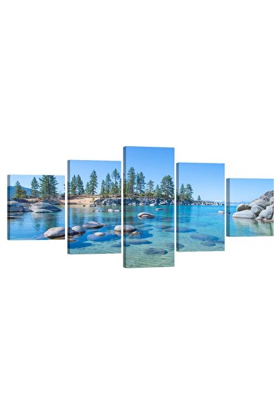 ALAYRA International لوحة جدارية من قماش الكانفاس، مؤطرة، تصور بحيرة زرقاء في...