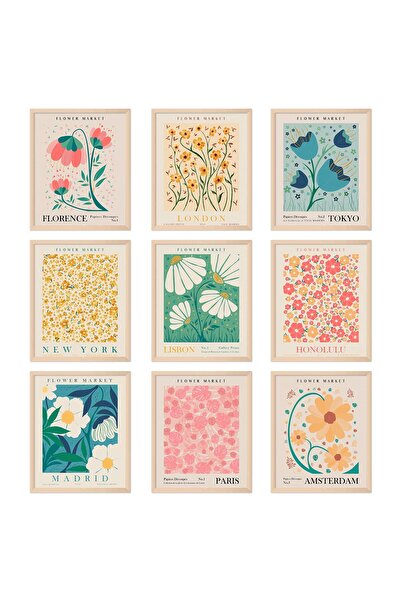 ALAYRA International مطبوعات فنية جدارية مستوحاة من سوق الزهور من ألايرا، ملص...