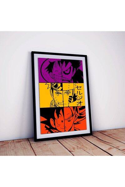 ALAYRA International ملصق شخصيات أنمي ALAYRA: غوكو، ناروتو، ولوفي، مع إطار، م...