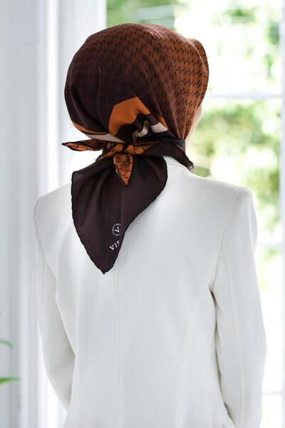 Vissona % 57 İPEK % 43 VİSKON Twill İpek Degrade Desenli Siyah - Taba Renkli ...