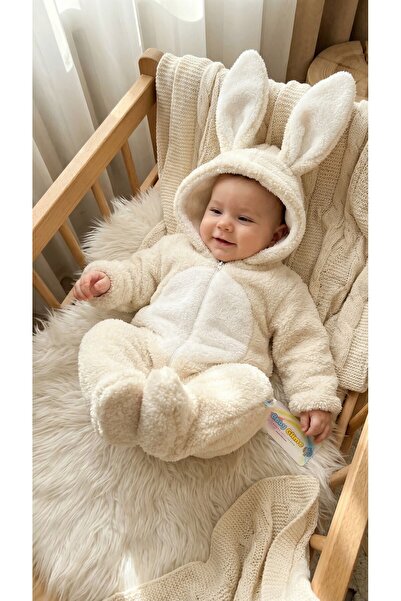 bebek_iklimi İsimli Peluş Kışlık Bebek Tulumu 0-12 Ay – Kapüşonlu Tavşan Kula...