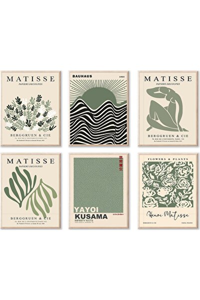 ALAYRA International ALAYRA Sage Green Matisse Wall Art Prints, Abstract Mati...