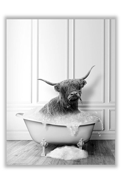 ALAYRA International ALAYRA Funny Bathroom Highland Cow Decor Poster–Unframed...