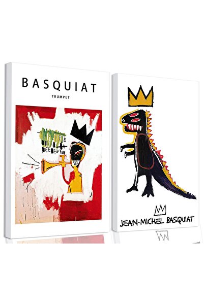 ALAYRA International لوحة جدارية من قطعتين مؤطرة من تصميم ألايرا ريفيدا، مستوحاة من فن الشارع والجرافيتي، مع ملصق تاج ملك الديناصورات.