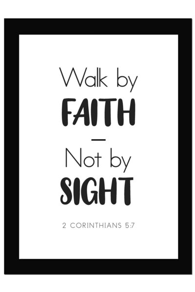 ALAYRA International ألايرا - السير بالإيمان - ملصق حائط مؤطر بصورة آية من الكتاب المقدس، مطبوعات اقتباسات من الكتاب المقدس مع إطار.
