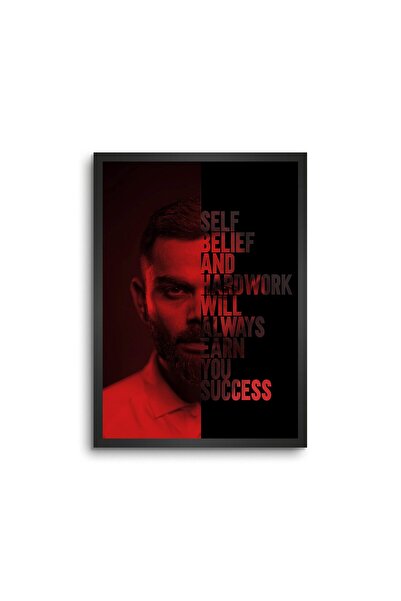 ALAYRA International ملصق جداري مؤطر بتصميم اقتباس نجاح فيرات كوهلي من ألايرا، مقاس 8 × 12 بوصة، زجاج مع