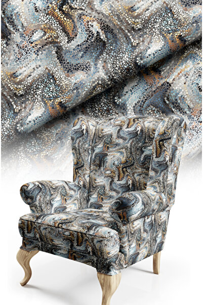 CANİLA Mosaic Patterned Digital Printed Upholstery Fabric. Soft Keyed Cotton Lined Non-Stretch Fabric