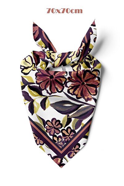 ALVWOMAN باندانا/وشاح ملون بنقشة الزهور مقاس 70*70 سم