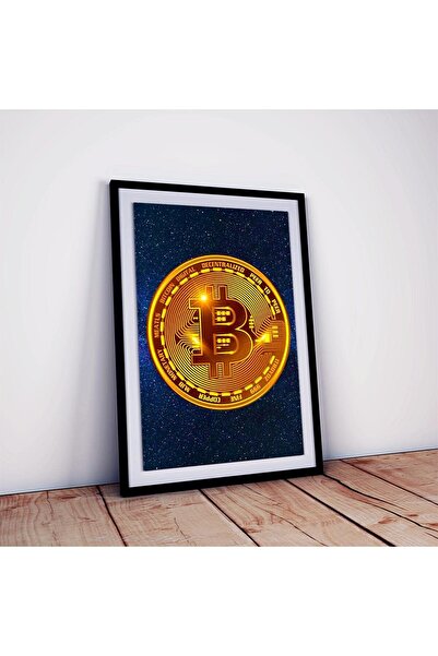 ALAYRA International ملصق عملة بيتكوين المشفرة من ALAYRA مع إطار لتزيين الغرف والمنازل، بجودة طباعة عالية الوضوح