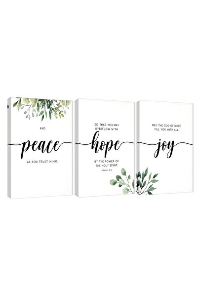 ALAYRA International ALAYRA 3 Piece Inspirational Wall Art, White Plants Back...