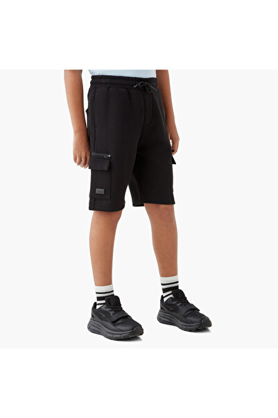XYZ Solid Cargo Shorts with Drawstring Closure