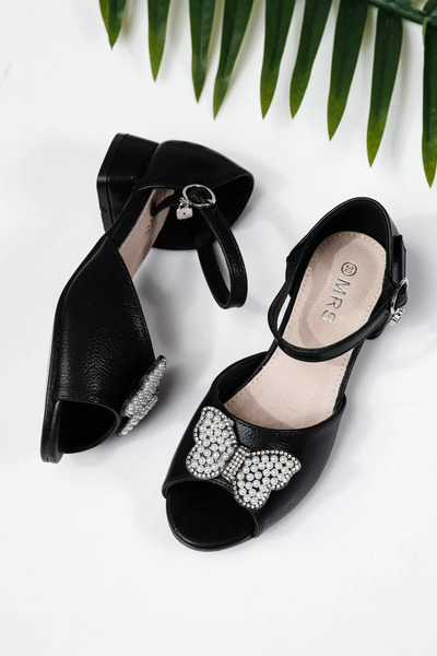 Zaira Girls' black sandals made of eco-leather Inna2 #21969 - 29