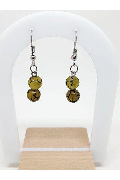 Kusakli Green Spider Agate Natural Stone Dangle Earrings