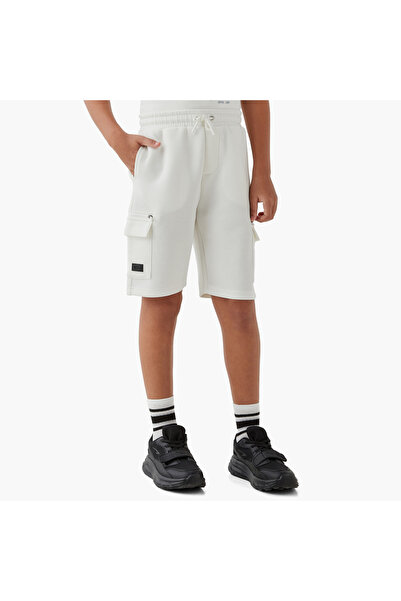 XYZ Solid Cargo Shorts with Drawstring Closure