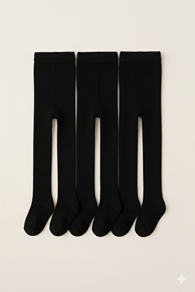 DRESSY LIFE Чифт от 3 ученически чорапи, измити обикновени бамбукови чорапи за момичета, черни