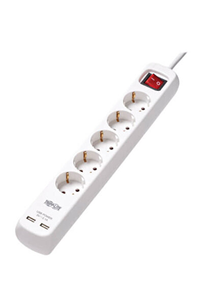 Tripp Lite Power Strip with USB charging PS5G3USB 5xSchuko Outlets/2xUSB-A 2.1A/White/16A circuit breaker/Overl