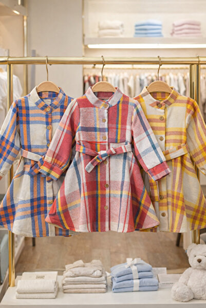 Nex Moda 3 Adet Kışlık Ekose Bebek Elbise Pamuklu Oduncu Kumaş