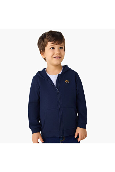 Juniors سترة مطرزة بشعار شاحنة، مزودة بغطاء رأس وأكمام طويلة