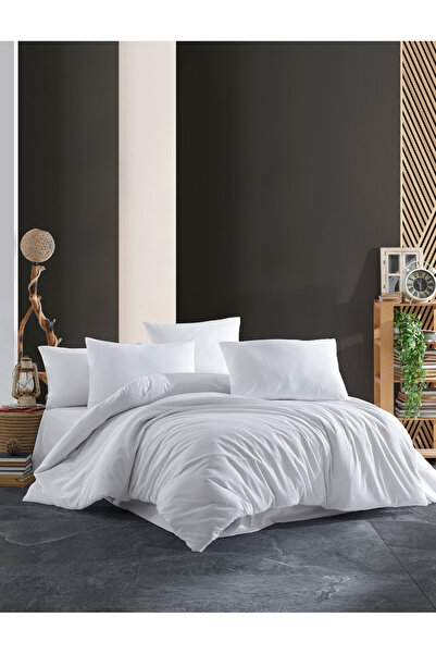 NazeninHome Seersucker 100% Cotton Single Duvet Cover Set White