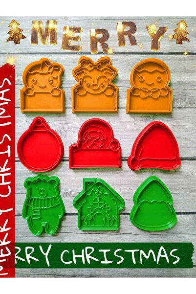 Lena Gift Store قالب عجين للكعك والحلوى لعيد الميلاد، مجموعة من 9 قطع