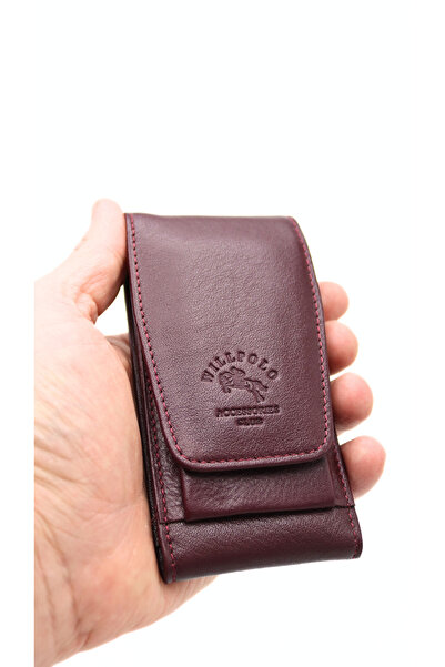 willpolo Suport pentru țigări din piele de vițel, cu compartiment pentru bric...