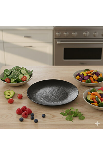 Külsan Teda Melamine Dessert Plate Set, 20cm, 4 Pieces, Black