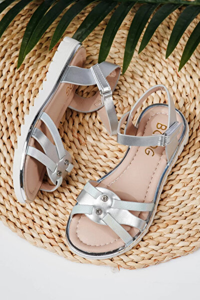 Zaira Sandale fete argintii din piele ecologica Barbara #21914 - 30