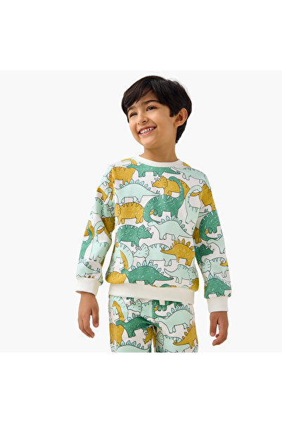 Juniors سويت شيرت بأكمام طويلة مطبوع عليه صورة ديناصور