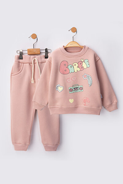 baby flamindo طقم بناتي مطبوع عليه نص فضي مكون من 3 خيوط