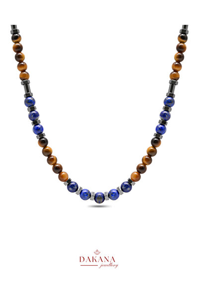 DAKANA JEWELLERY قلادة من الحجر الطبيعي للرجال من حجر اللازورد المعتمد من برج...