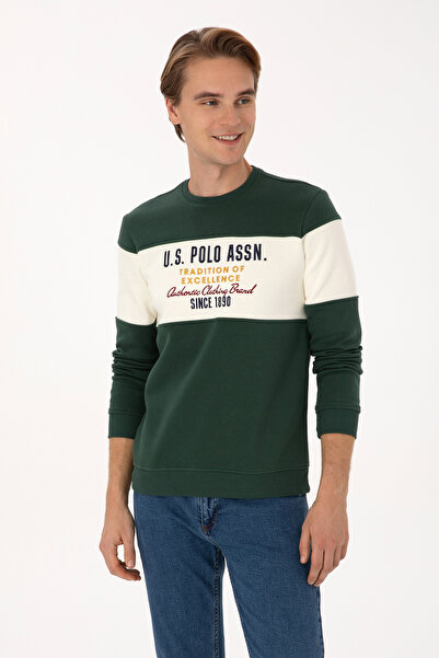 U.S. Polo Assn. Men's Regular Fit Crew Neck Dark Green Sweatshirt 50310433-Vr079