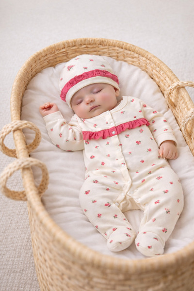 VERONA TARZ طقم خروج من المستشفى مكون من 5 قطع مع بطانية للفتيات الصغيرات، مقاس 90*90، بطانية قطنية فاخرة بطبقة واحدة