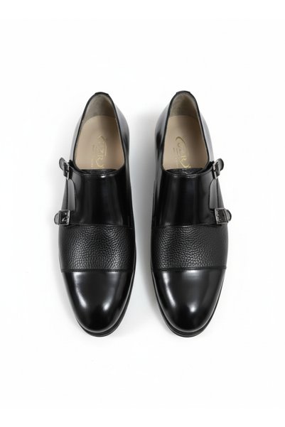 UZR Genuine Leather Men's Double Buckle Wedding Shoes