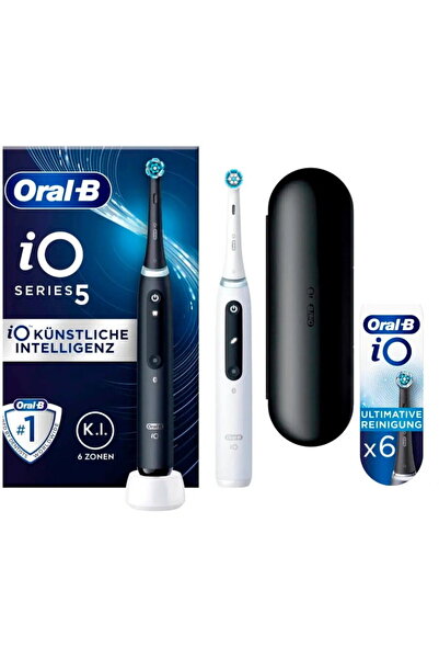 Oral-B iO Series 5 Duo, 5 programe de curatare, Alb/Negru
