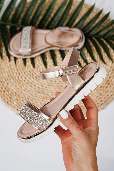 Zaira Χρυσά σανδάλια για κορίτσια από οικολογικό δέρμα Arden #21908 - 30