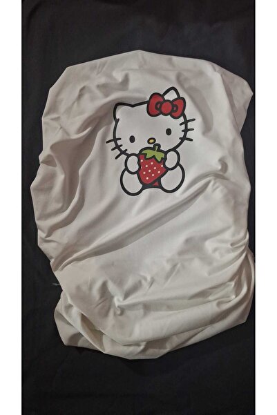 Utku Giyim KEDİ DESENLİ BEYAZ MOTOSİKLET KILIFI LİKRALI KUMAŞ