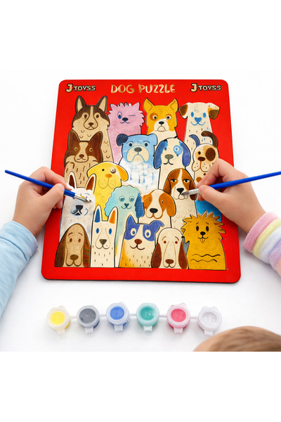 J TOYSS Jtoyss Wooden Painting Puzzle Educational Game with Dog Figure |   Ch...