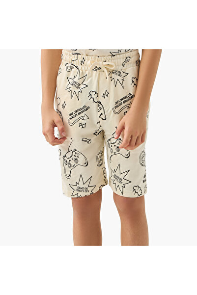 Juniors All-Over Game Print Pull On Shorts with Pockets