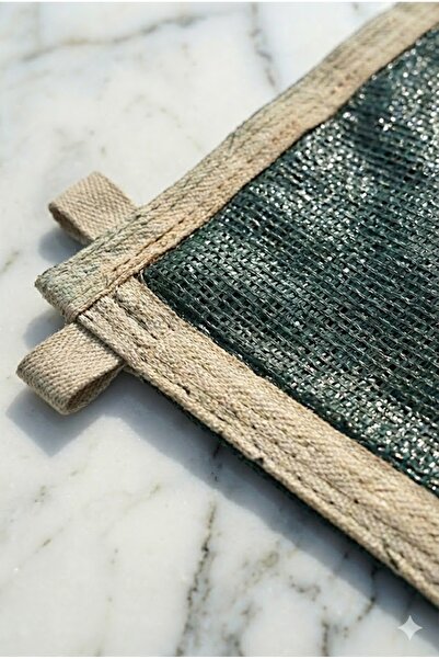 Branda Noktası Her Ölçüde Montaja Hazır %95 Koyu Yeşil Gölgelik - Çit Filesi - Şerit kolon ve Bağcıklı Balkon Tülü