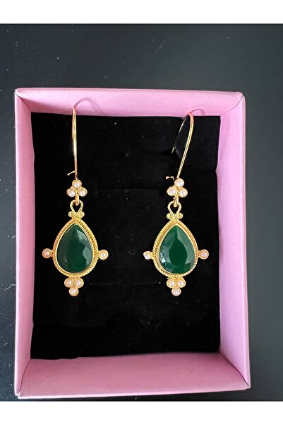 tones official Green Stone Ethnic/Vintage Drop Earrings