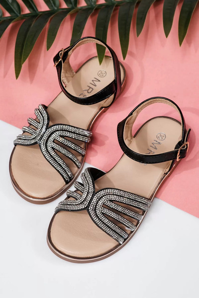 Zaira Sandale fete negre din piele ecologica Lola #21977 - 30