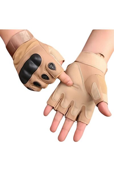 SINGLE SWORD Yarım/Kesik Parmak Eklem Korumalı Kaymaz Askeri Taktik Bej Motor...