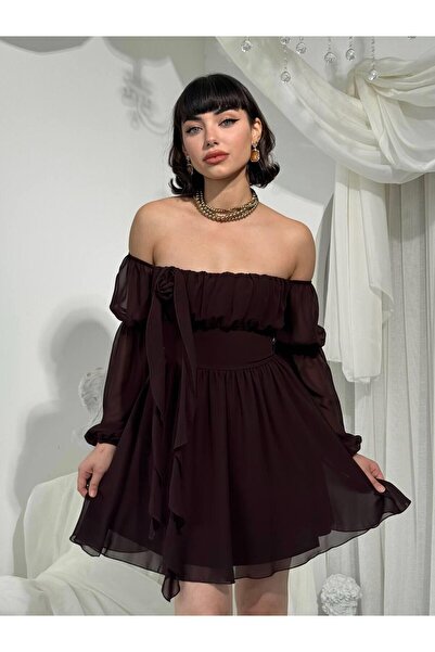 Nils Kids Butik Strapless Ruffled White Chiffon Mini Dress