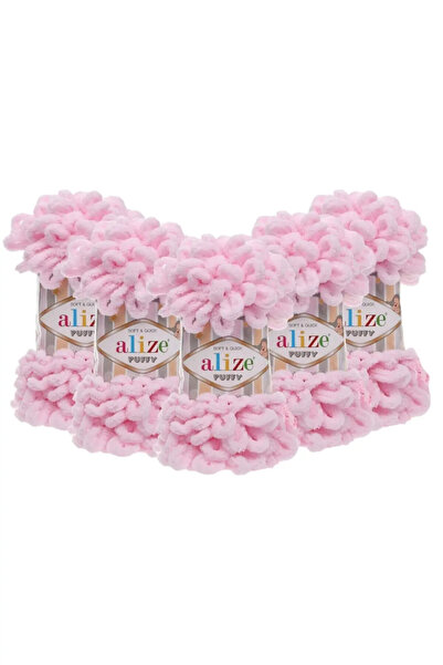 Alize Puffy 31 Baby Pink - 5 bucăți - fire de tricotat manual - potrivit pentru pături și tricoturi pentru bebeluși - 100 gr. 9 m.