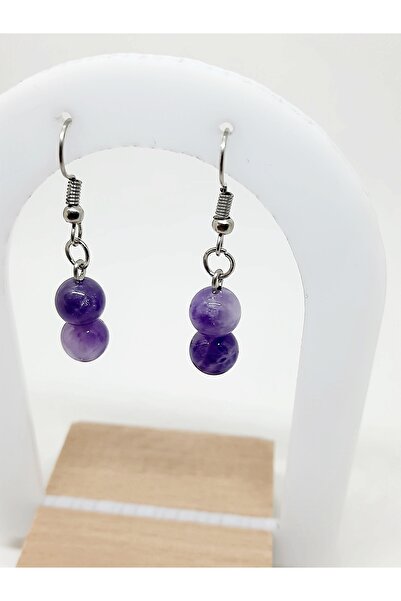 Kusakli زوج واحد من أقراط الأحجار الكريمة الطبيعية من الجمشت