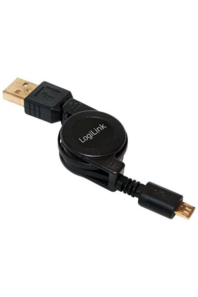 LogiLink - Retractable USB A male to Micro USB B male cable